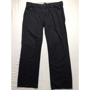 HUGO BOSS Kansas-10 Jeans Men 36x30 (34/34 tag) Black Distressed Cuffs Reg Fit